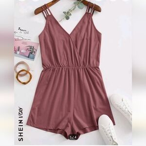 SHEIN Pink Strapless Romper with Elastic Waist 1XL
